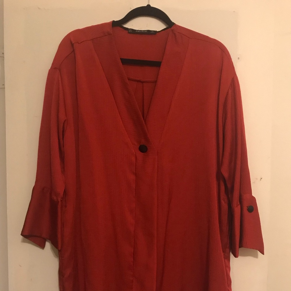 Zara red shirt dress.